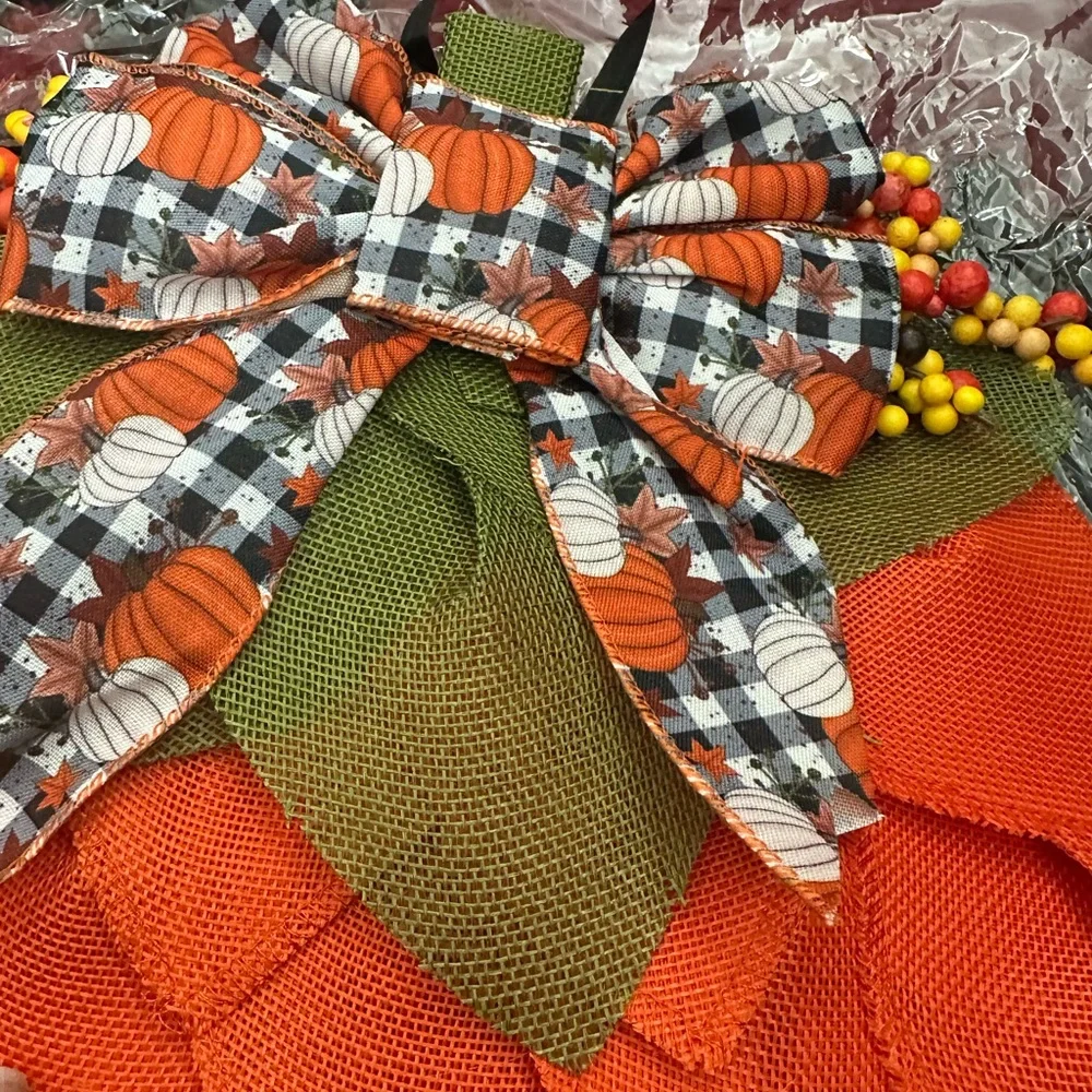 Chic Orange Textured wreath for the holidays